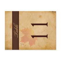 Two Sided Autumn Leaves on Aged Paper Table Number Postcards