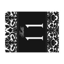 Two Sided Black and White Damask Table Number
