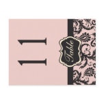 Two Sided Blush Pink and Grey Damask Table Number