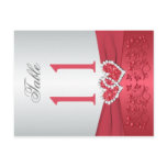 Two Sided Coral Pink and Grey Floral Table Number