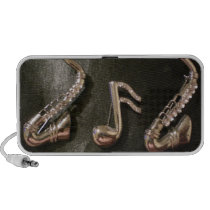 Two Silver Saxophone Doodle speakers