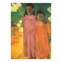 Two Sisters by Gauguin, Vintage Impressionism Art Custom Announcements