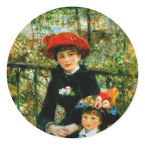 Two Sisters (On the Terrace) by Pierre Renoir Round Sticker