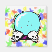 two skulls scrying ball graphic fridge magnets