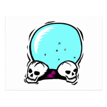two skulls scrying ball graphic postcard
