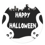 Two smiling ghosts Halloween address label stickers