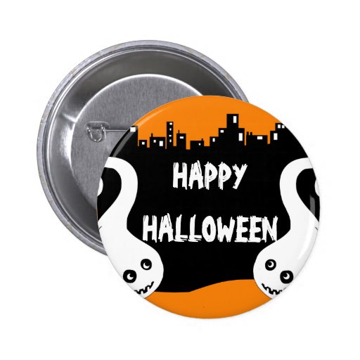 Two smiling ghosts Halloween button