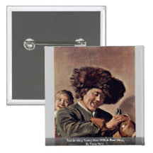 Two Smiling Young Men With A Beer Mug Pins
