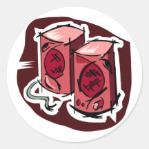 Two Speakers Graphic, Pink Version Round Sticker