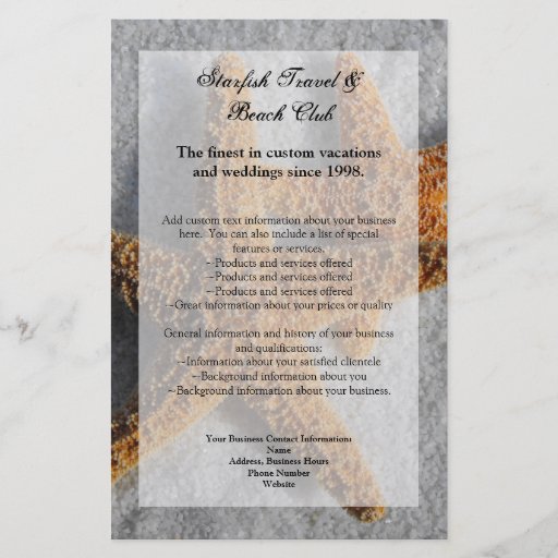 Two Starfish in the Sand, Beach Flyer or Program
