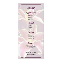 Two Stargazer Lilies Wedding Menu Custom Rack Card