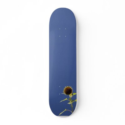 Two Sunflowers Against The Blue Sky Skateboard Deck by lifesphere