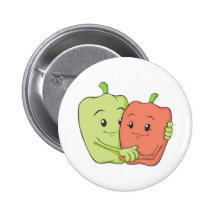 Two Sweet Bell Pepper Lovers Hugging Pinback Button