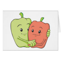 Two Sweet Bell Pepper Lovers Hugging Cards