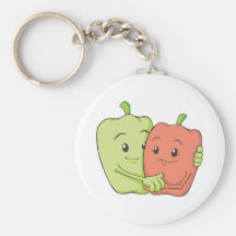 Two Sweet Bell Pepper Lovers Hugging Key Chains