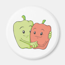 Two Sweet Bell Pepper Lovers Hugging Refrigerator Magnet