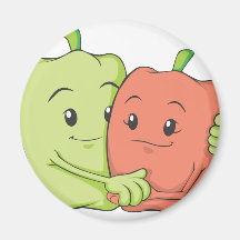Two Sweet Bell Pepper Lovers Hugging Magnet