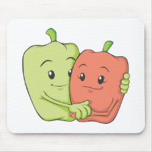 Two Sweet Bell Pepper Lovers Hugging Mouse Pads