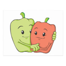 Two Sweet Bell Pepper Lovers Hugging Postcards