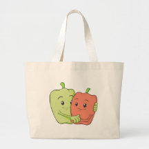 Two Sweet Bell Pepper Lovers Hugging Tote Bags