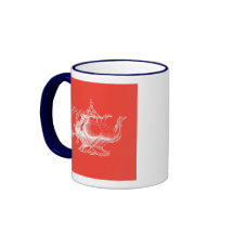 Two Tea Pots on red and blue squares mug