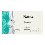two tone aquamarine blue aqua diamond damask business card templates