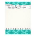 two tone aquamarine blue aqua diamond damask custom letterhead
