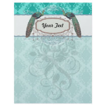 two tone blue aqua diamond damask letterhead