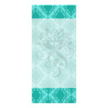 two tone blue aqua diamond damask rack card