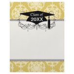two tone gold royale damask pattern graduation letterhead