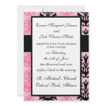 two tone pink and black chic damask design custom announcement