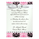 two tone pink and black chic damask custom announcement