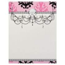 two tone pink and black chic damask letterhead