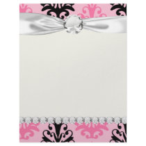 two tone pink and black chic damask personalized letterhead