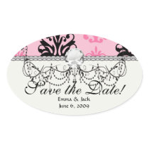 two tone pink and black chic damask stickers
