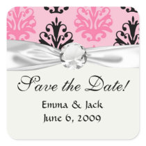 two tone pink and black chic damask sticker