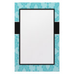 two tone pretty blue flower floral damask design stationery