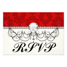 two tone red damask announcement
