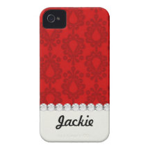 two tone red damask Case-Mate iPhone 4 case
