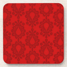 two tone red damask coaster