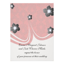 two tone red damask custom invitations