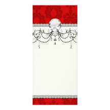 two tone red damask custom rack cards