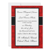 two tone red damask design personalized announcement