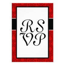 two tone red damask design invite