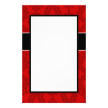 two tone red damask design stationery paper