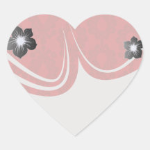 two tone red damask heart sticker