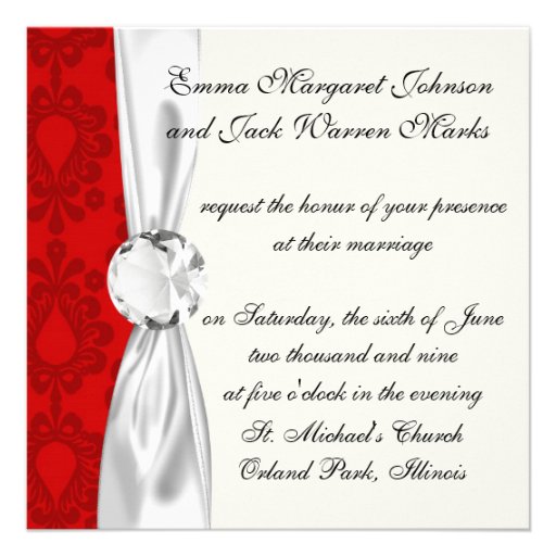 two tone red damask invitations