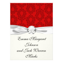 two tone red damask invite
