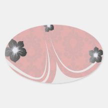 two tone red damask oval sticker