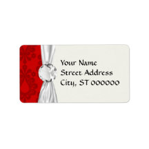 two tone red damask personalized address labels